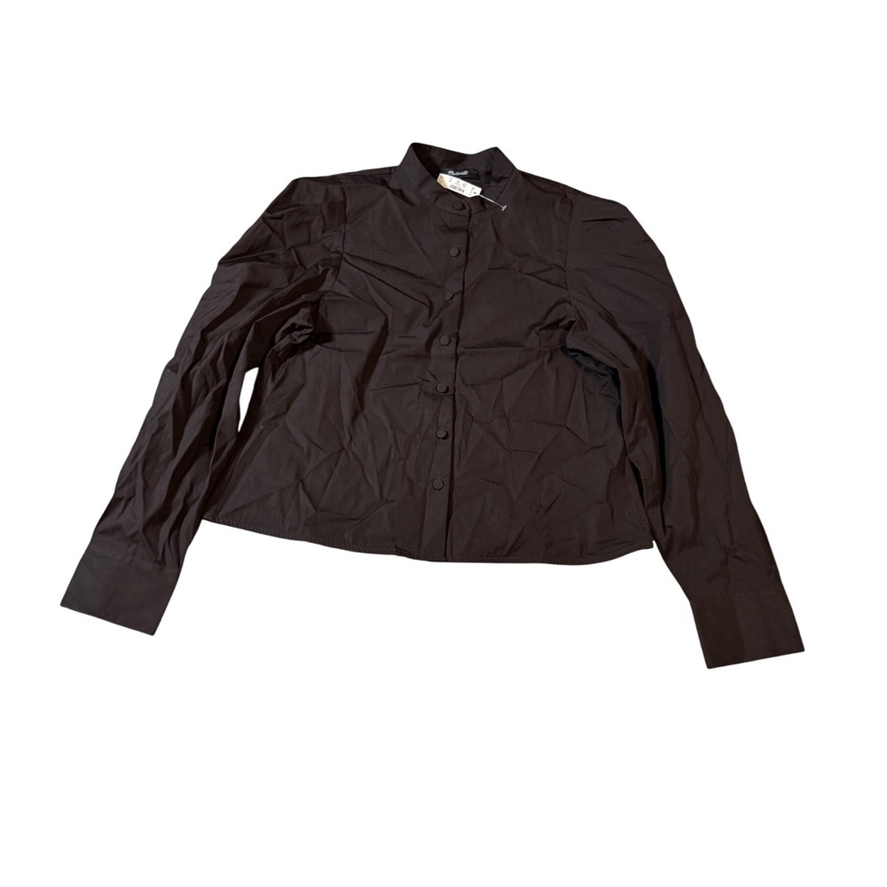 NWT Madewell Size XXS Brown Puff-Sleeve‎ Button-Up Shirt Long Sleeve 100% Cotton - Picture 2 of 9